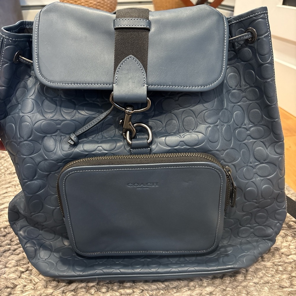 Coach Navy Blue Sullivan Leather Backpack